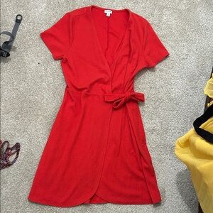 J. Crew Factory Vibrant Red Tie-Waist Dress